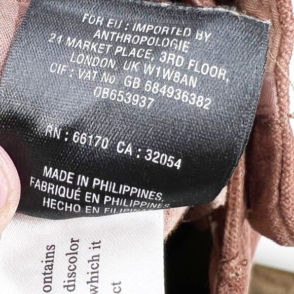 ✅ Anthropologie Essential Slim Velvet Cropped Pants ROSE GOLD SIZE O - Picture 8 of 8